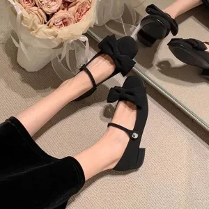 Square Toe Block Heels Slip-Ons