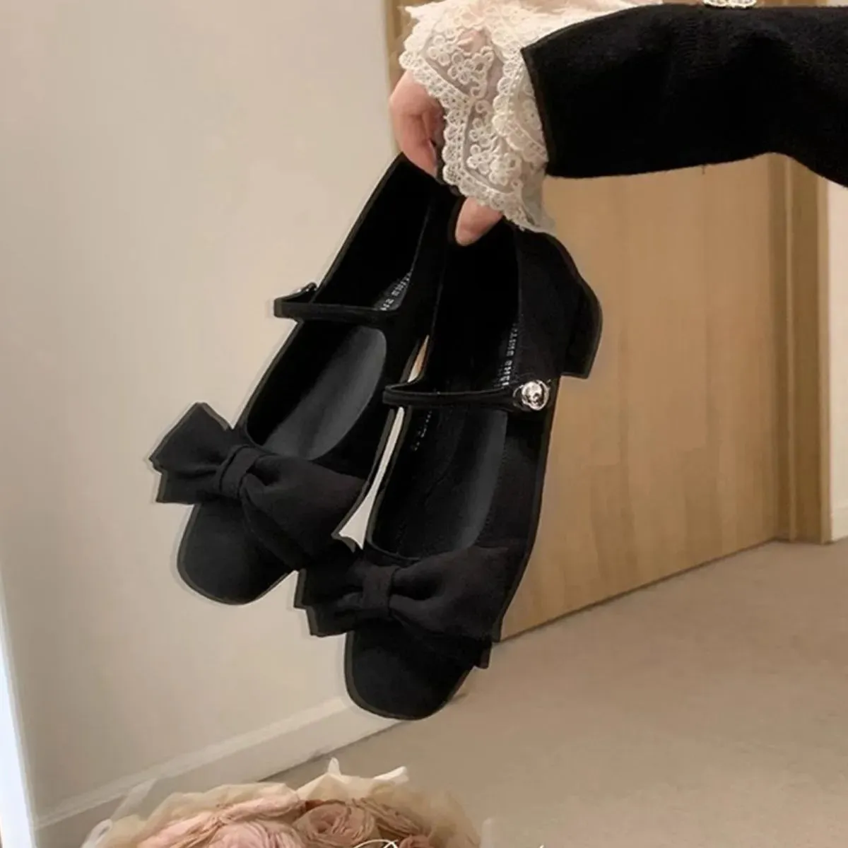 Square Toe Block Heels Slip-Ons