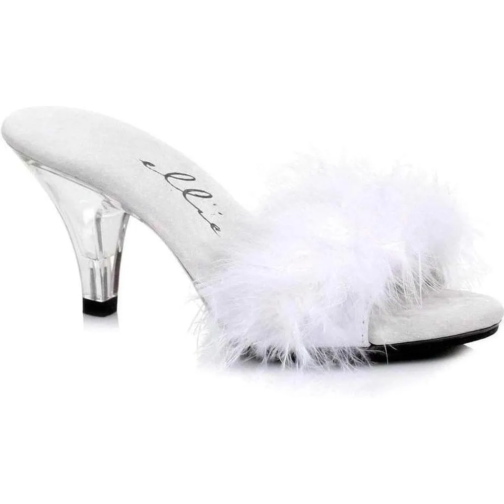 SS-305-SASHA Marabou  | White Genuine Satin
