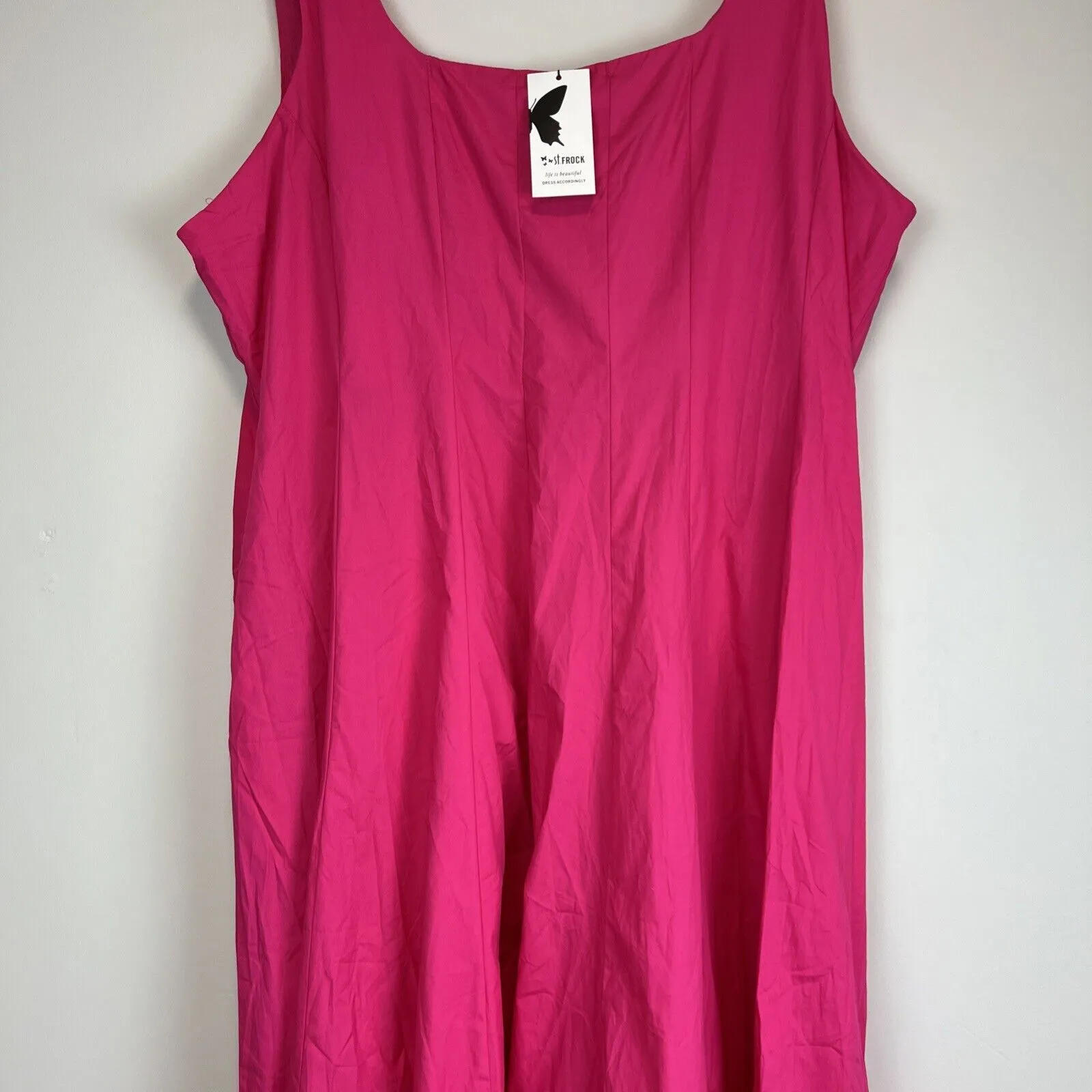 St. Frock Womens Angelita Midi Dress In Hot Pink Cotton Size 22 (New)
