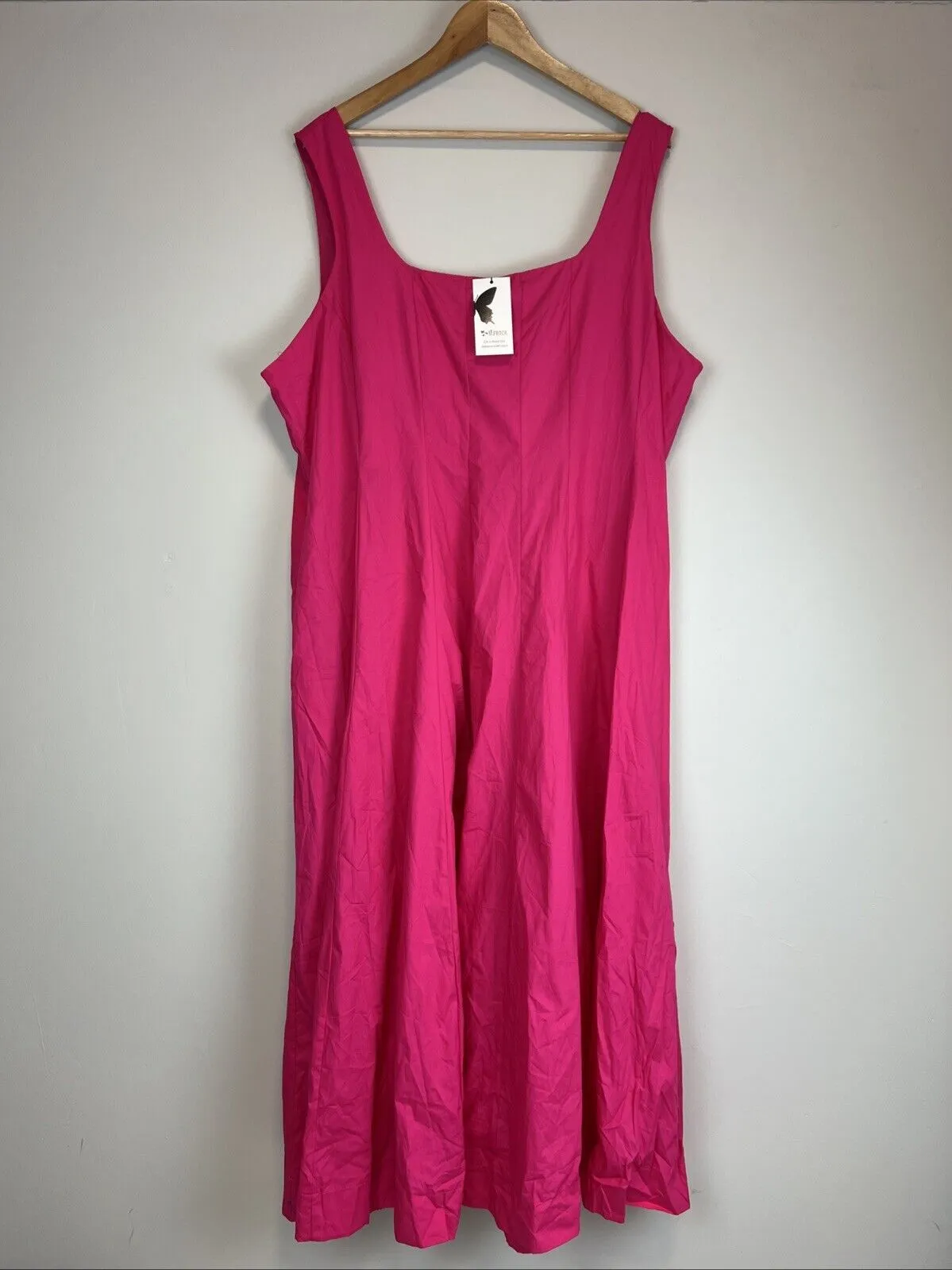 St. Frock Womens Angelita Midi Dress In Hot Pink Cotton Size 22 (New)