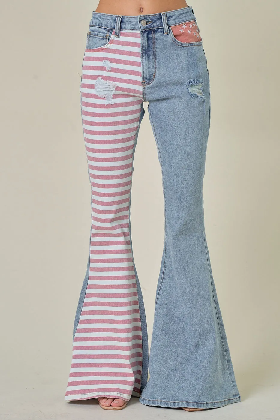 STAR SPANGLED BANNER STARS AND STRIPES FLARE JEANS