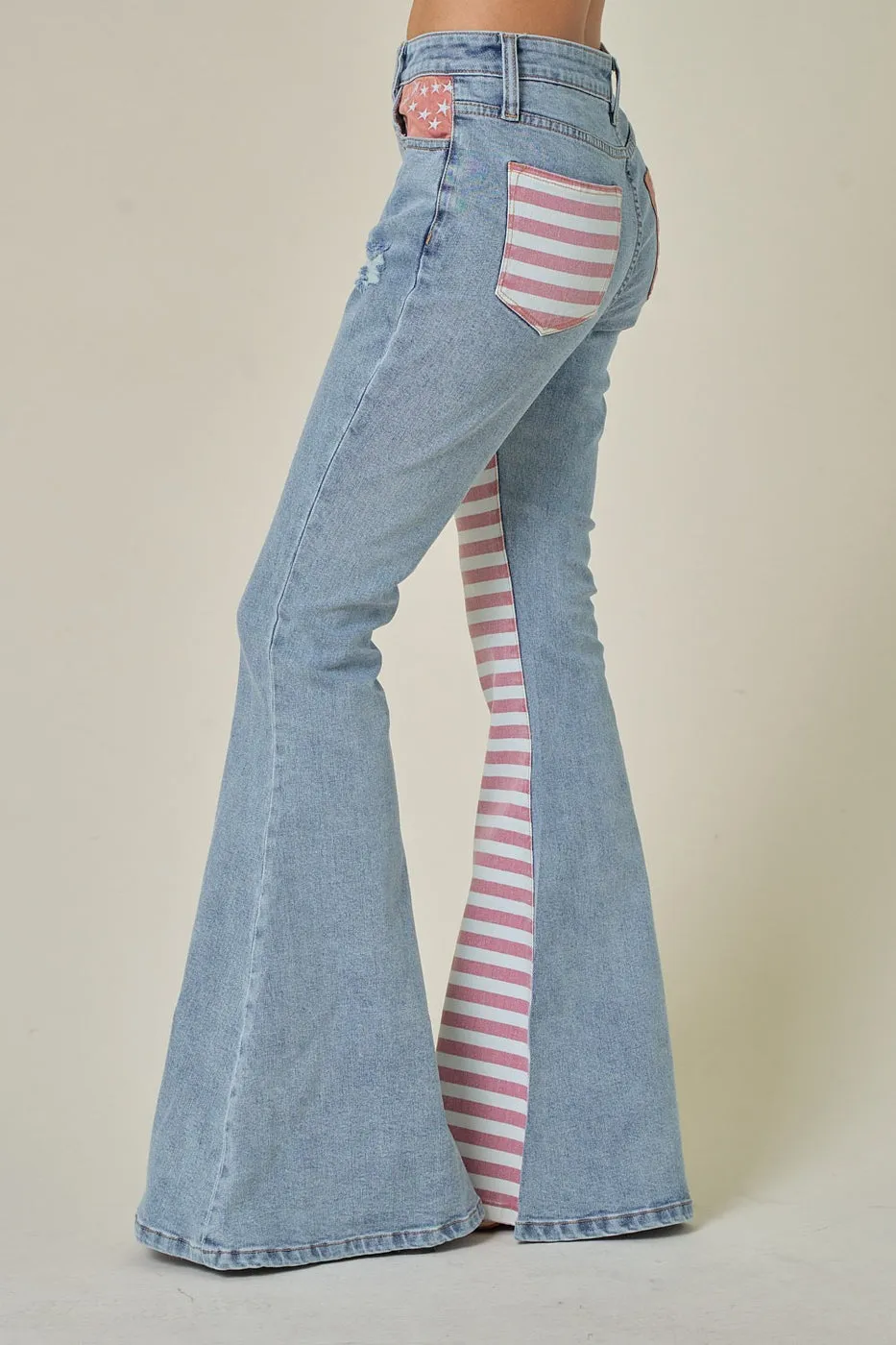 STAR SPANGLED BANNER STARS AND STRIPES FLARE JEANS
