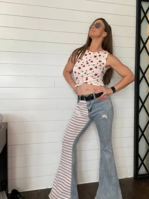 STAR SPANGLED BANNER STARS AND STRIPES FLARE JEANS