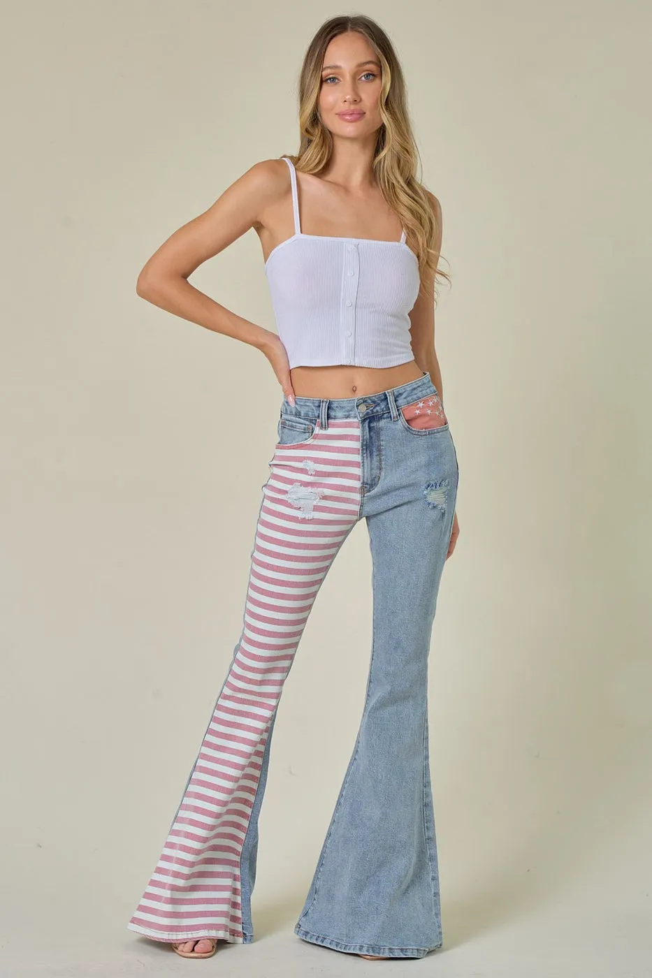 STAR SPANGLED BANNER STARS AND STRIPES FLARE JEANS