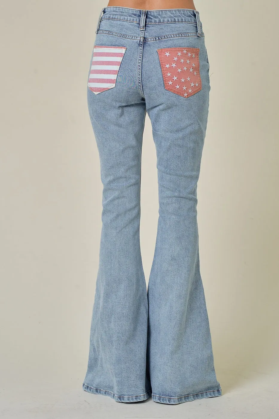 STAR SPANGLED BANNER STARS AND STRIPES FLARE JEANS
