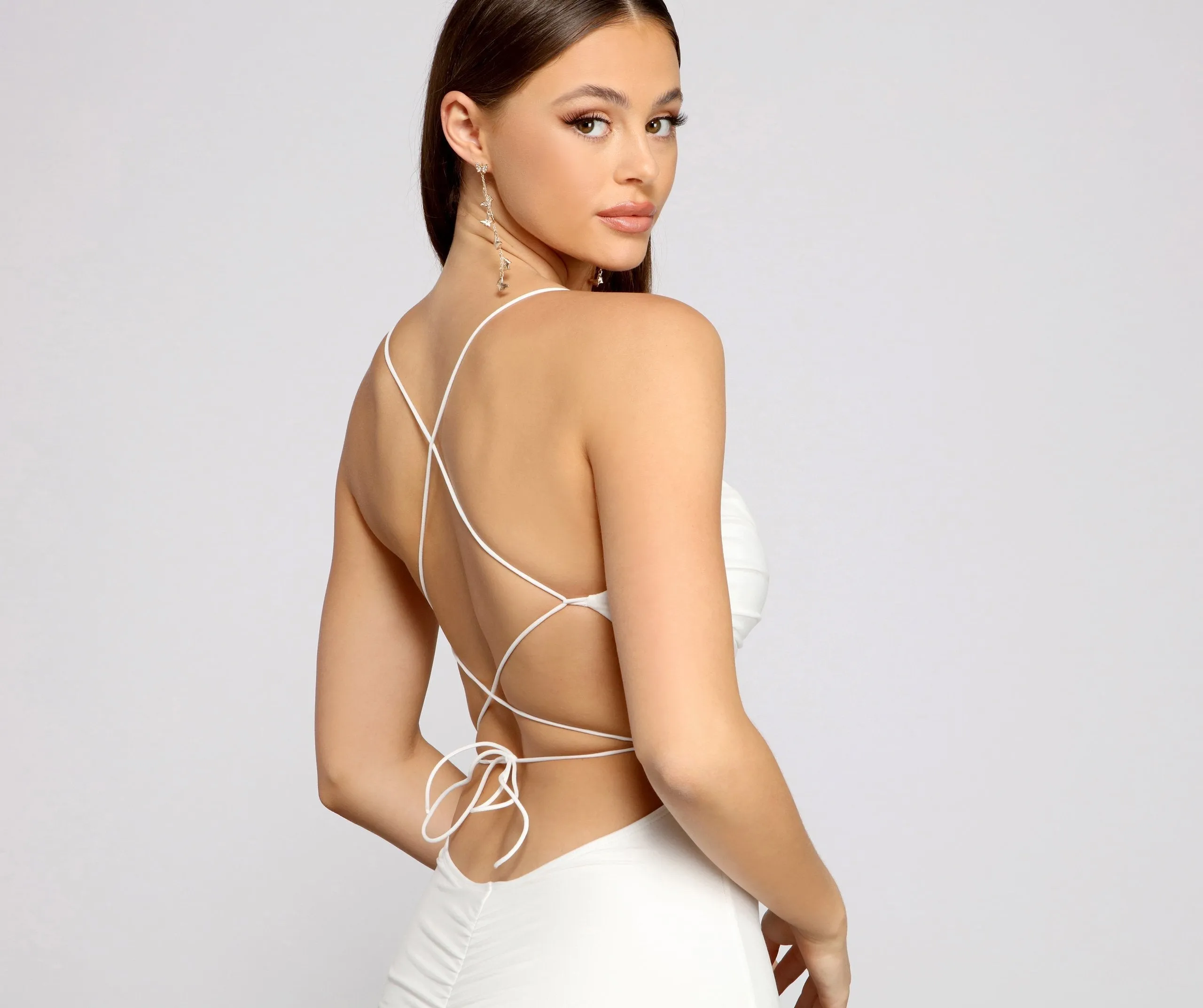 Stylish Beauty Lace-Up Charming Back Mini Dress