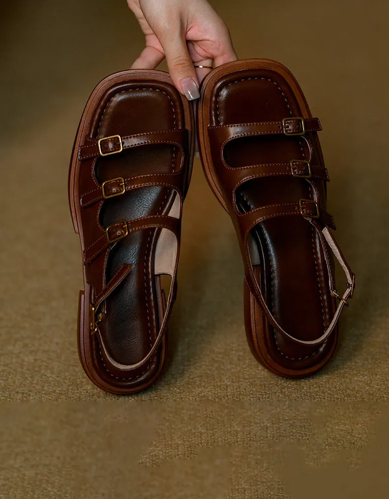 Summer Front Buckles Strap Sandals Slingback 35-43