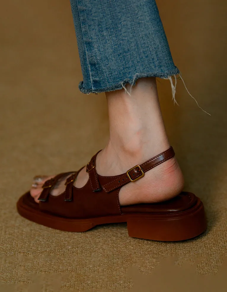 Summer Front Buckles Strap Sandals Slingback 35-43