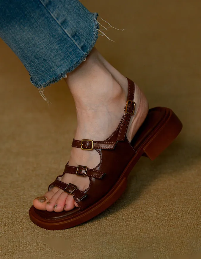 Summer Front Buckles Strap Sandals Slingback 35-43