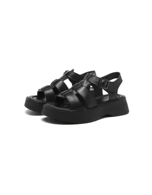 Summer Leather Woven Platform Sandals Slingback 34-43