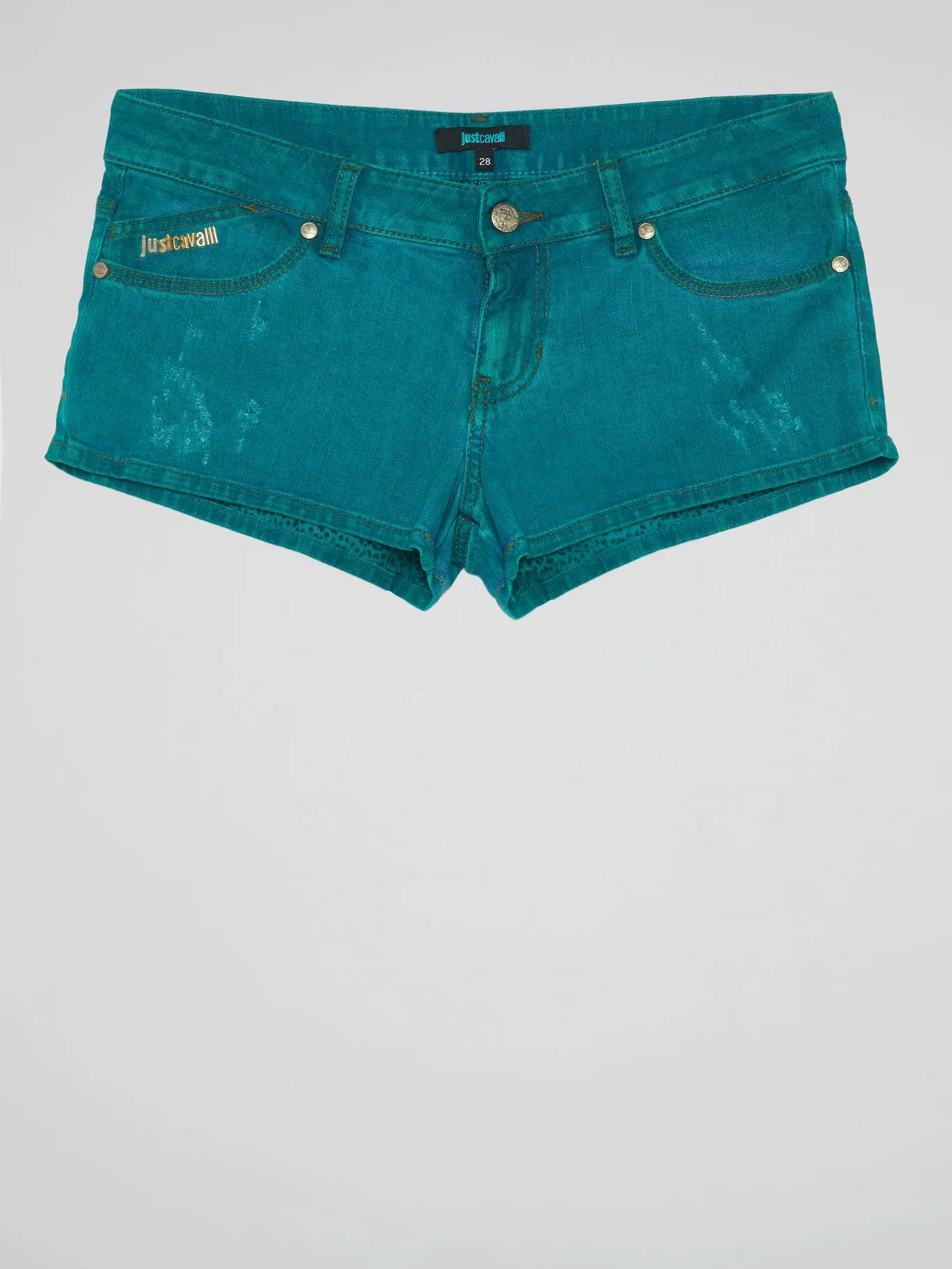 Teal Distressed Shorts