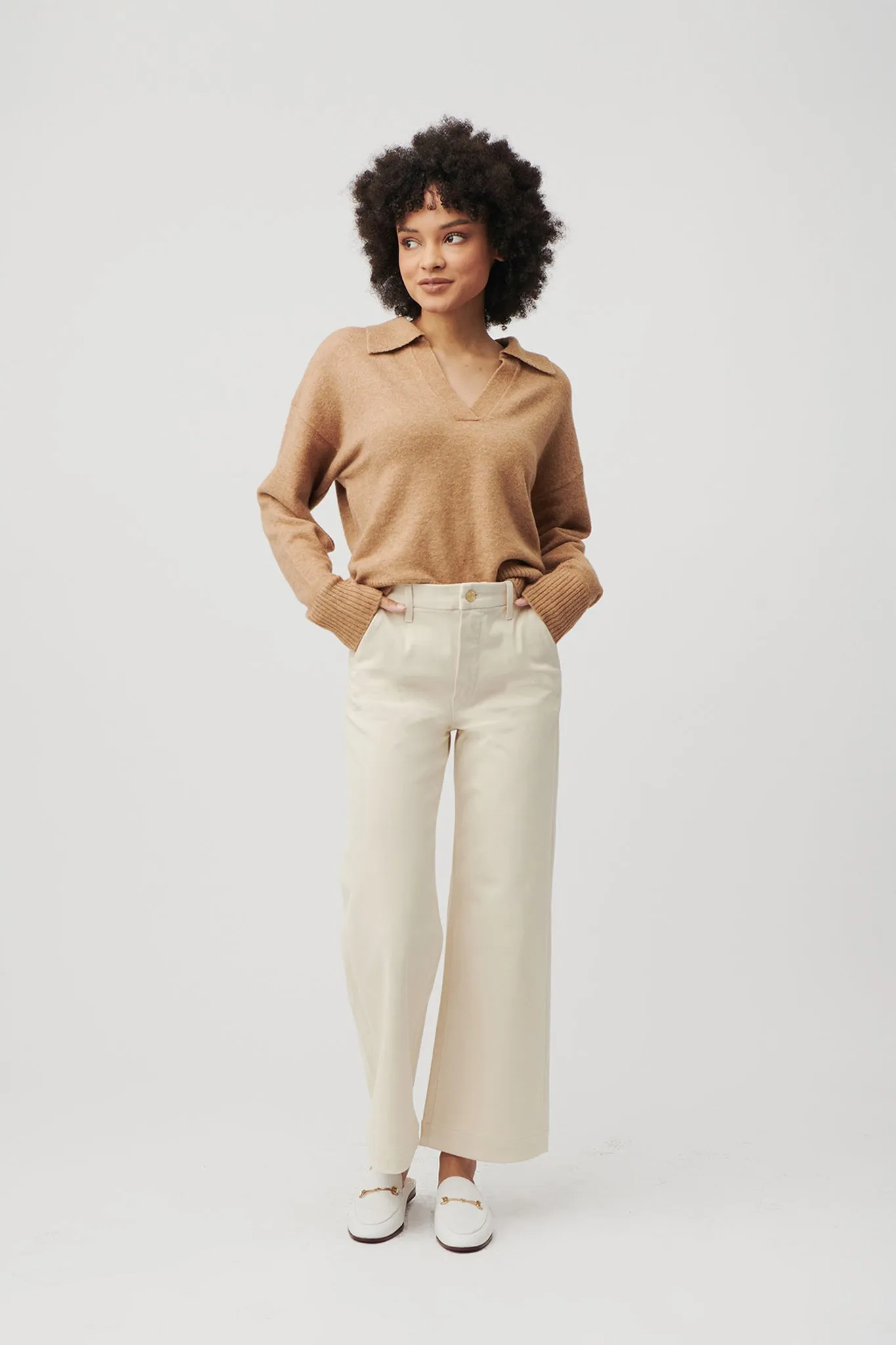 The Malibu Wide Chino Cropped  |  Ivory