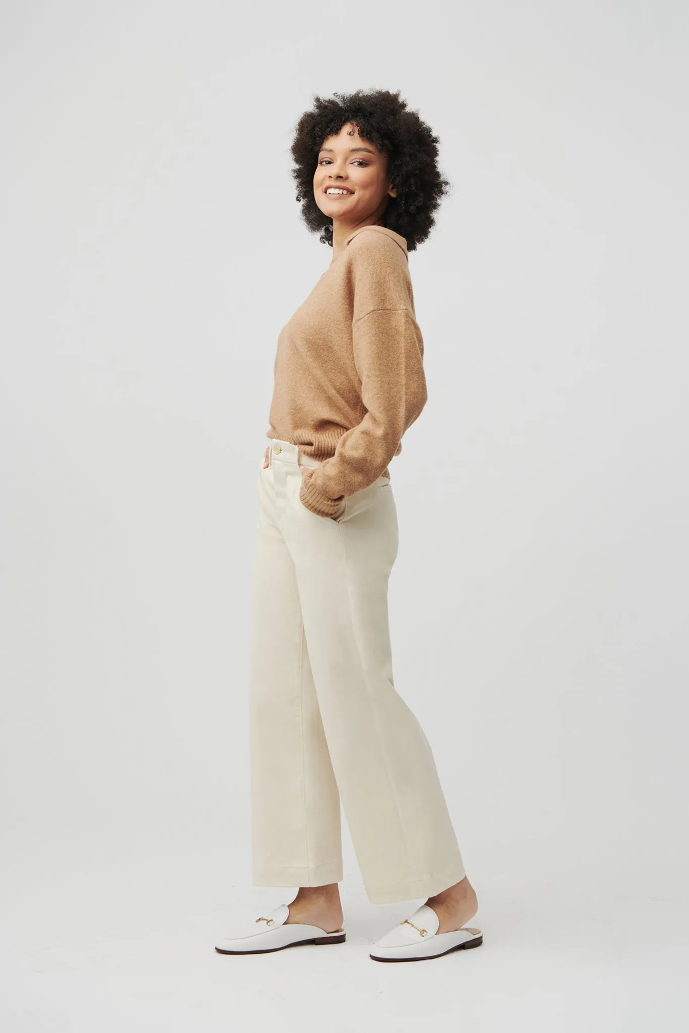 The Malibu Wide Chino Cropped  |  Ivory