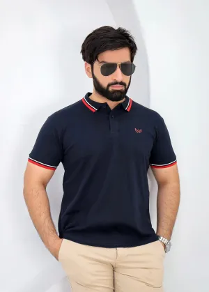 Tipped Navy Polo - Superior Cotton