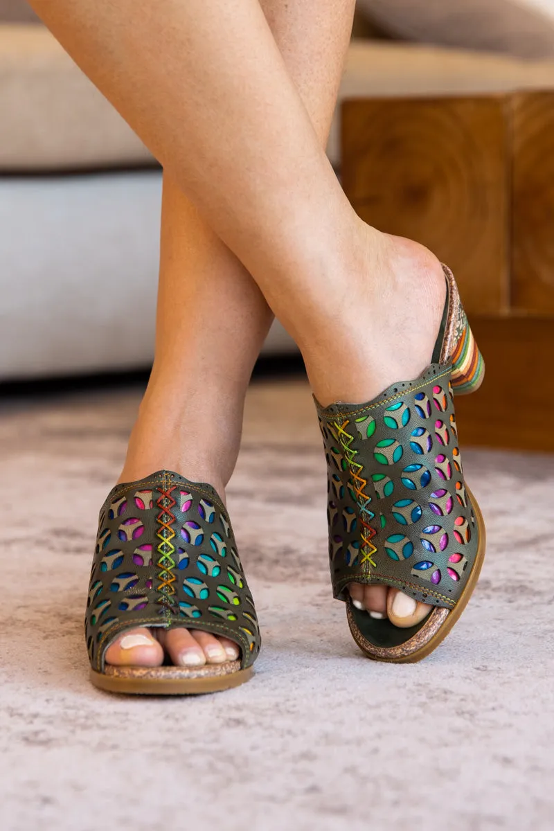 Tracee Rainbow Open-Toe Leather Sandal