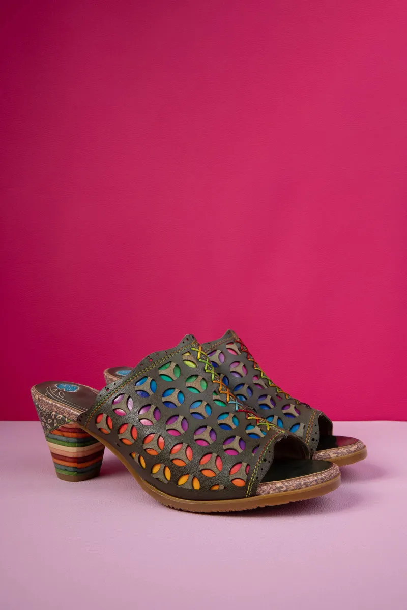 Tracee Rainbow Open-Toe Leather Sandal