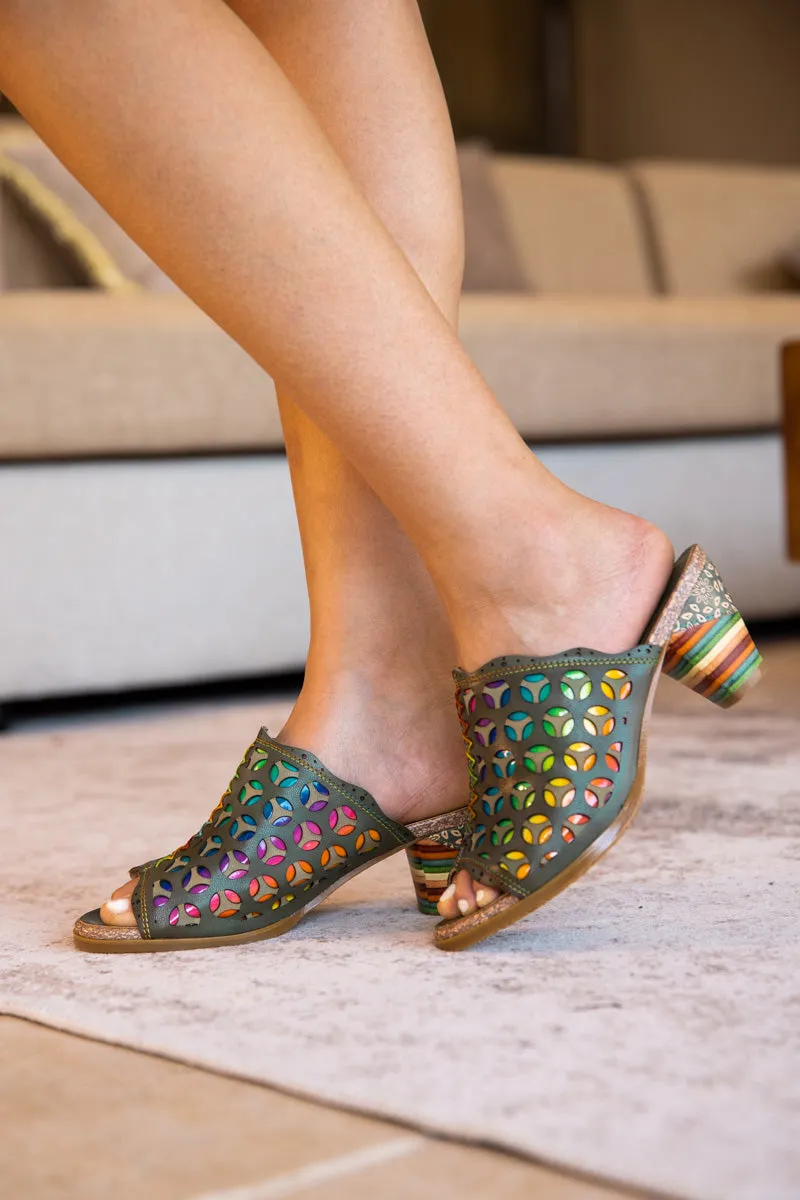 Tracee Rainbow Open-Toe Leather Sandal