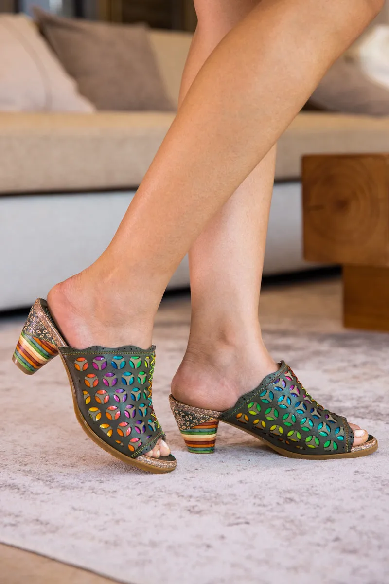 Tracee Rainbow Open-Toe Leather Sandal