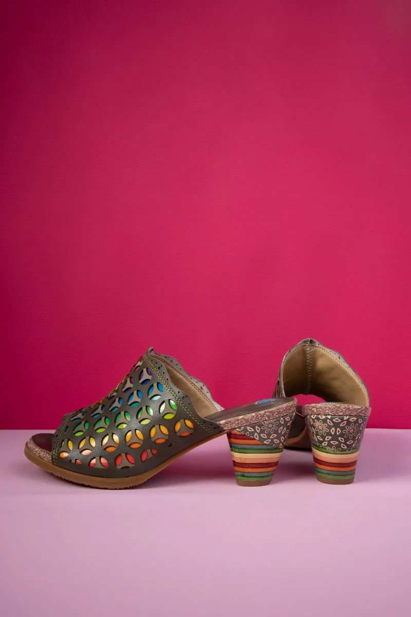Tracee Rainbow Open-Toe Leather Sandal