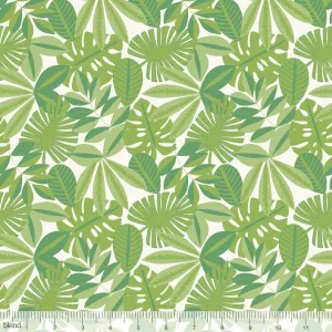 Tropical Foliage Green Fabric, Tree Huggers Collection by Maude Asbury For Blend Fabrics