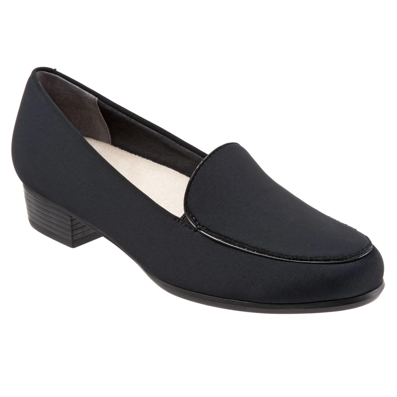 Trotters Monarch T1713-101 Womens Black Canvas Slip On Loafer Flats Shoes