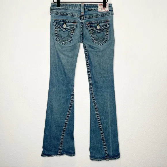 True Religion Y2K Vintage Joey Flare Low Rise Distressed Jeans 26