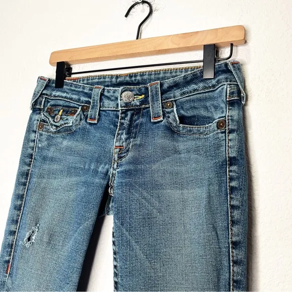 True Religion Y2K Vintage Joey Flare Low Rise Distressed Jeans 26