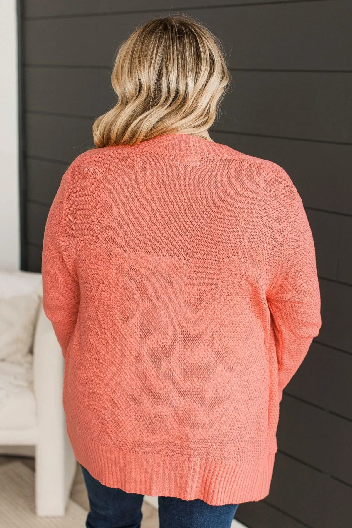 Welcoming To You Knitted Cardigan- Coral