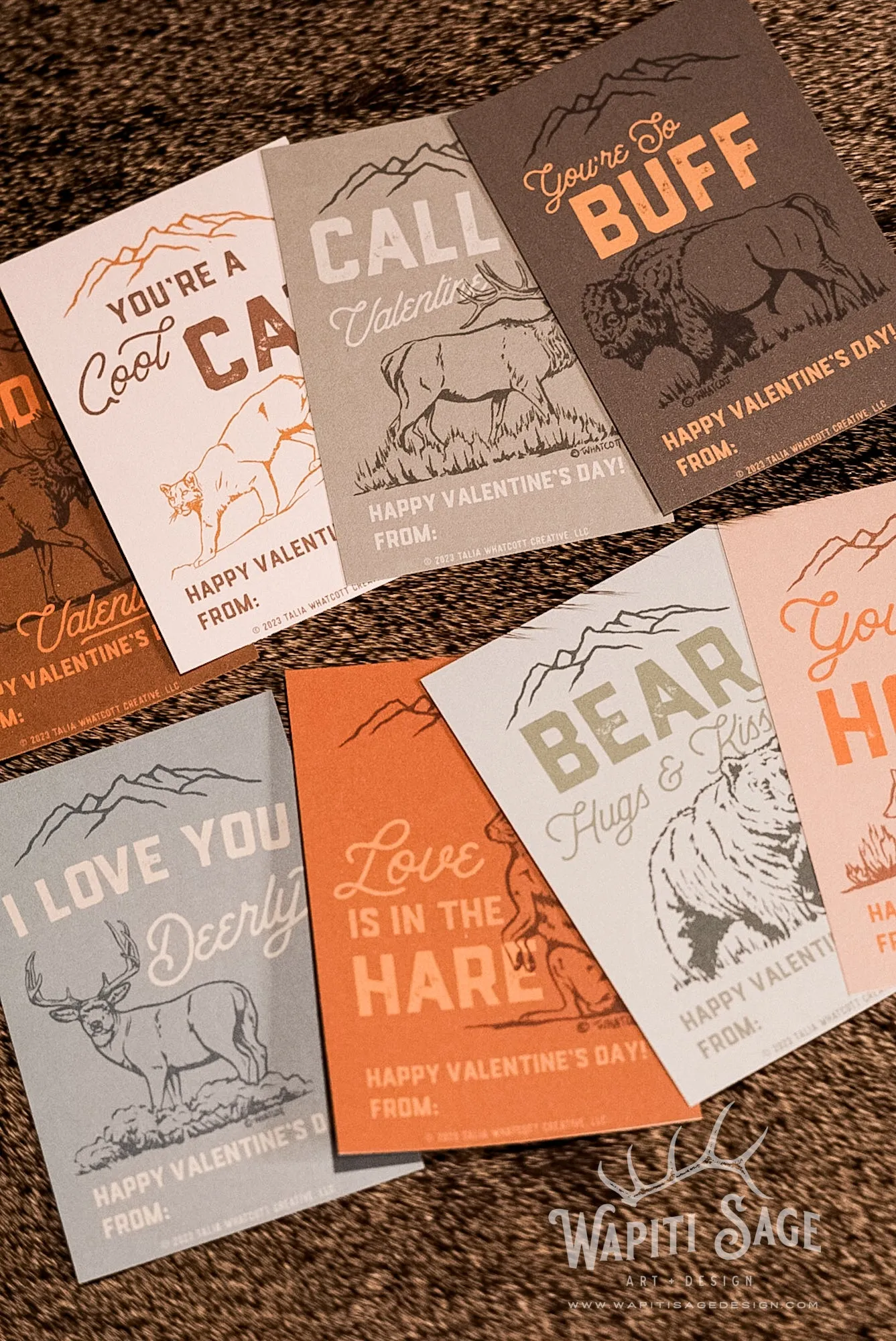 Western Wildlife Valentine Cards Digital Printable