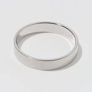 White Gold Flat Wedding Band - Matte 4mm