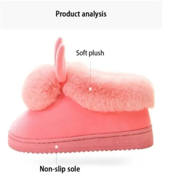 Winter Cute Rabbit Non-Slip Shoes Warm Cotton Shoes Thick Home Indoor Slippers