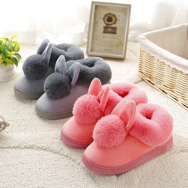 Winter Cute Rabbit Non-Slip Shoes Warm Cotton Shoes Thick Home Indoor Slippers