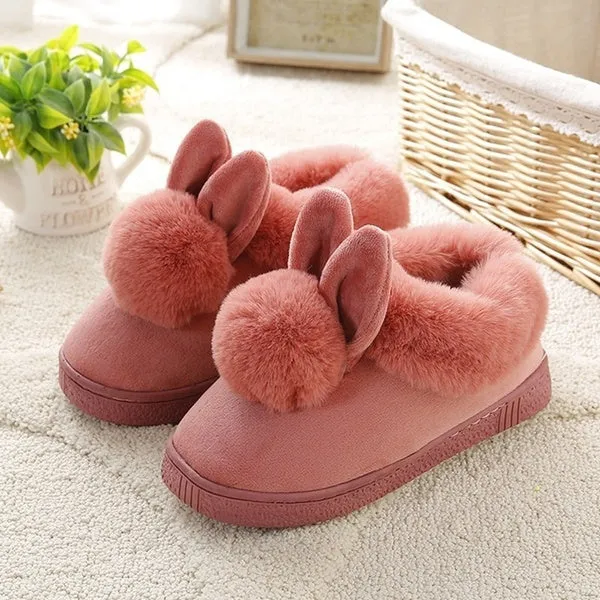 Winter Cute Rabbit Non-Slip Shoes Warm Cotton Shoes Thick Home Indoor Slippers