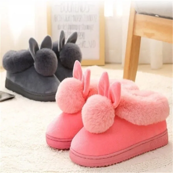 Winter Cute Rabbit Non-Slip Shoes Warm Cotton Shoes Thick Home Indoor Slippers