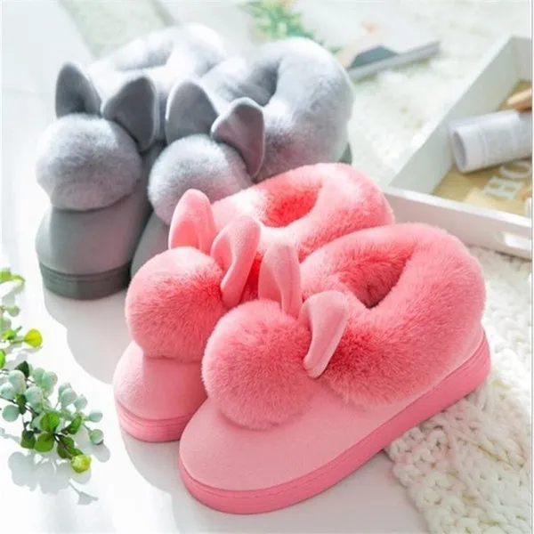 Winter Cute Rabbit Non-Slip Shoes Warm Cotton Shoes Thick Home Indoor Slippers