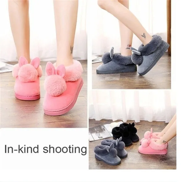 Winter Cute Rabbit Non-Slip Shoes Warm Cotton Shoes Thick Home Indoor Slippers