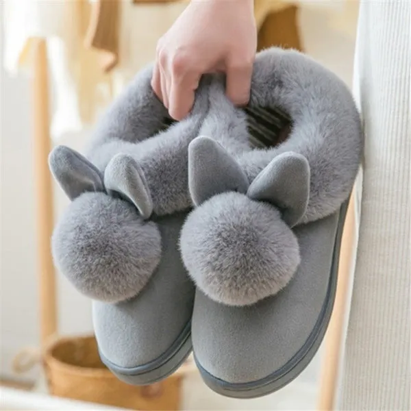 Winter Cute Rabbit Non-Slip Shoes Warm Cotton Shoes Thick Home Indoor Slippers