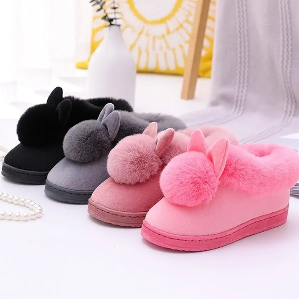 Winter Cute Rabbit Non-Slip Shoes Warm Cotton Shoes Thick Home Indoor Slippers