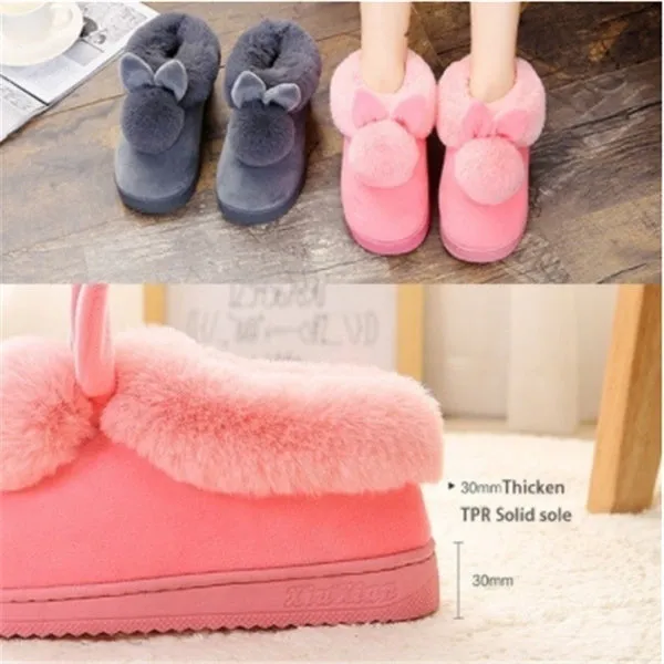 Winter Cute Rabbit Non-Slip Shoes Warm Cotton Shoes Thick Home Indoor Slippers