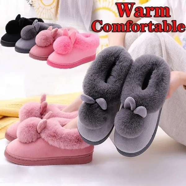 Winter Cute Rabbit Non-Slip Shoes Warm Cotton Shoes Thick Home Indoor Slippers