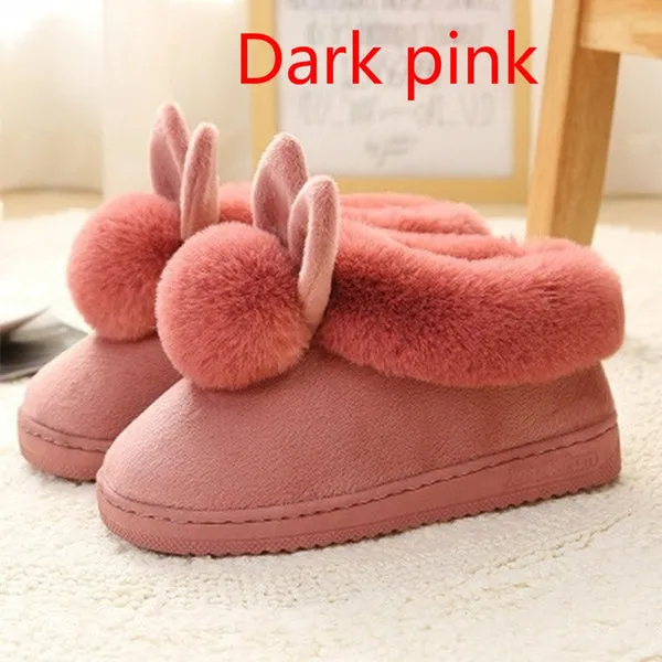 Winter Cute Rabbit Non-Slip Shoes Warm Cotton Shoes Thick Home Indoor Slippers