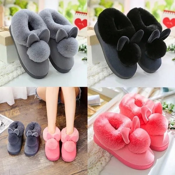 Winter Cute Rabbit Non-Slip Shoes Warm Cotton Shoes Thick Home Indoor Slippers