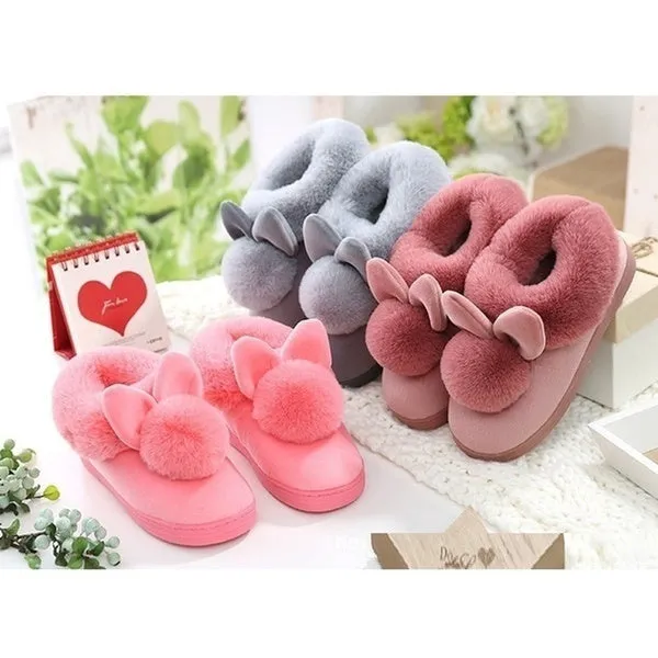 Winter Cute Rabbit Non-Slip Shoes Warm Cotton Shoes Thick Home Indoor Slippers