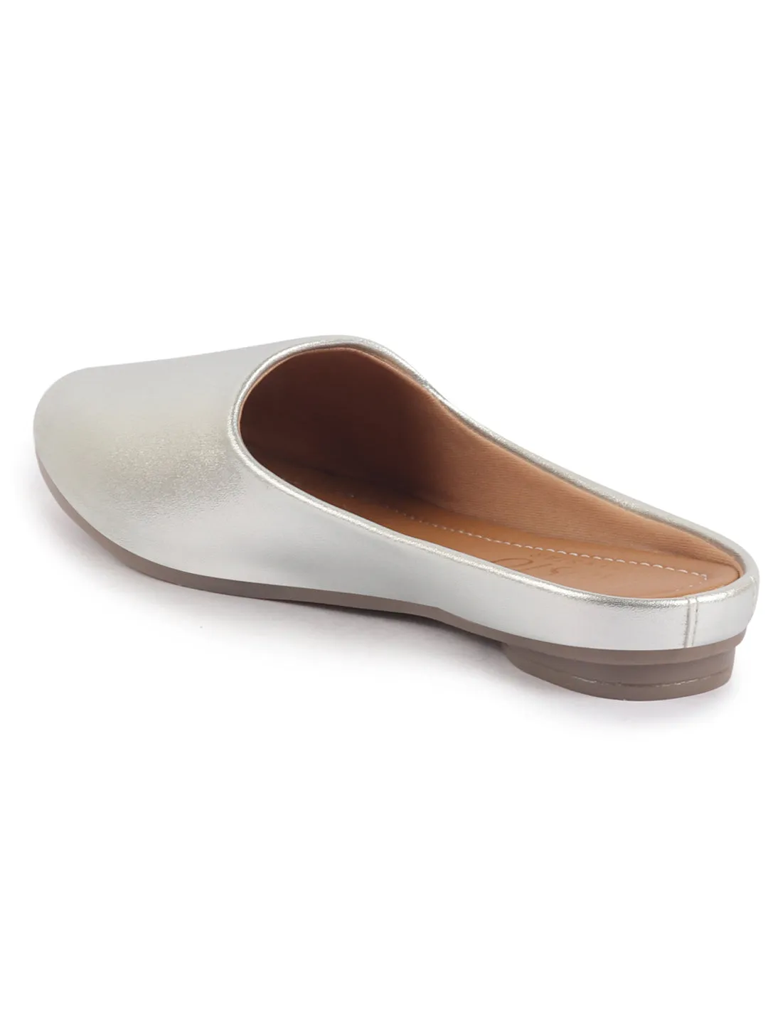Women Back Open Ethnic Slip On Mules Party Wear Glittery Shiny SlippersLightweight Loafer Flats Memory Cushioned Insole