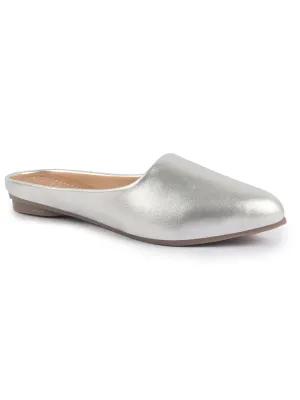 Women Back Open Ethnic Slip On Mules Party Wear Glittery Shiny SlippersLightweight Loafer Flats Memory Cushioned Insole