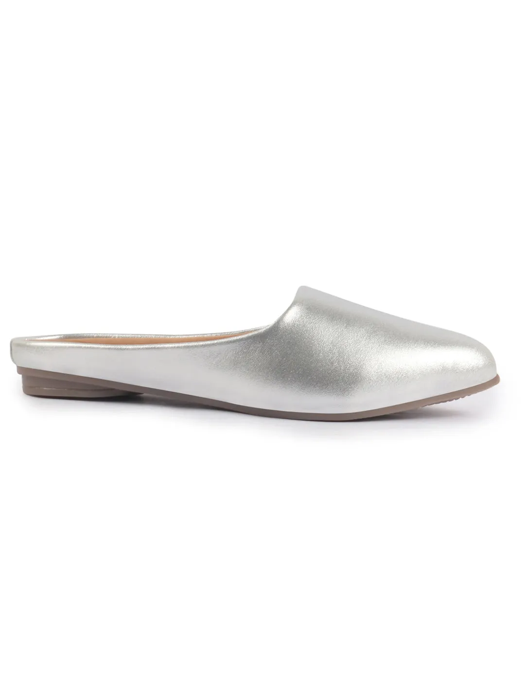 Women Back Open Ethnic Slip On Mules Party Wear Glittery Shiny SlippersLightweight Loafer Flats Memory Cushioned Insole