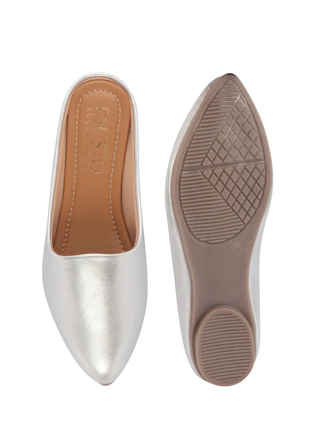 Women Back Open Ethnic Slip On Mules Party Wear Glittery Shiny SlippersLightweight Loafer Flats Memory Cushioned Insole