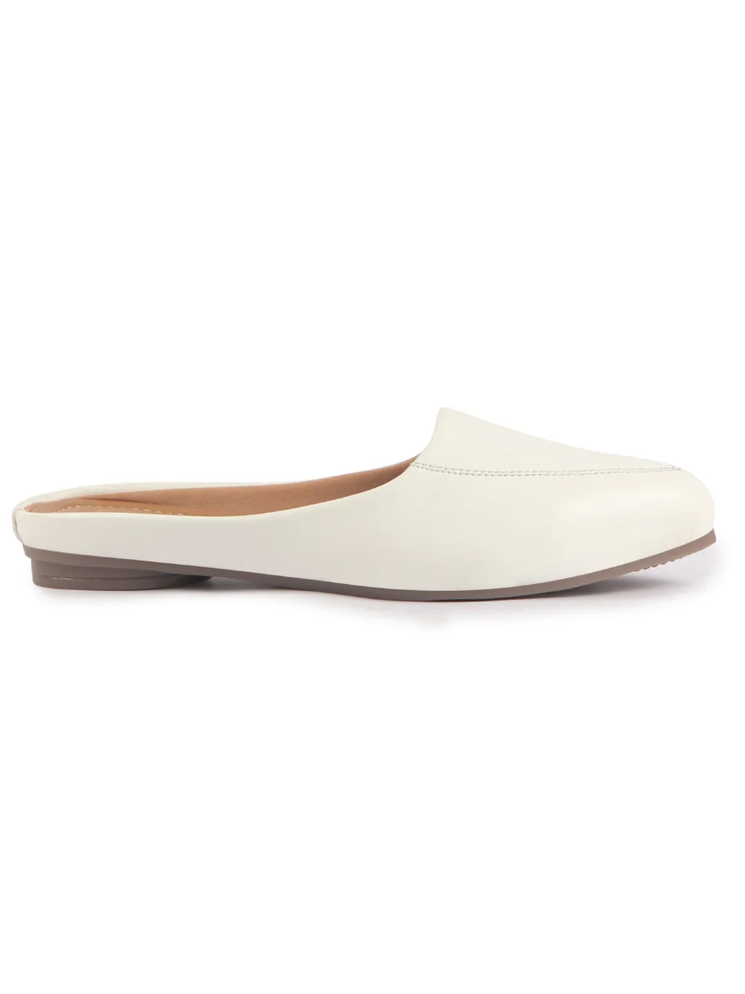 Women Back Open Slip On Mules Work And Casual Wear Loafer Flats Memory Cushioned Insole Slippers