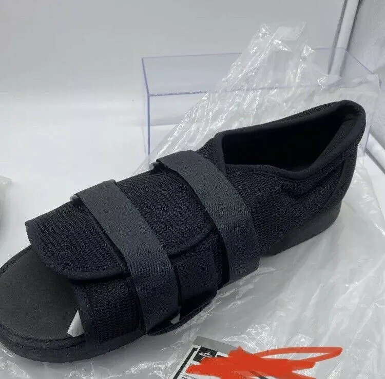 Women MEDLINE Semi rigid Post-Op 1 Shoe Black Small 4-6 Sz Adjustable Slipper